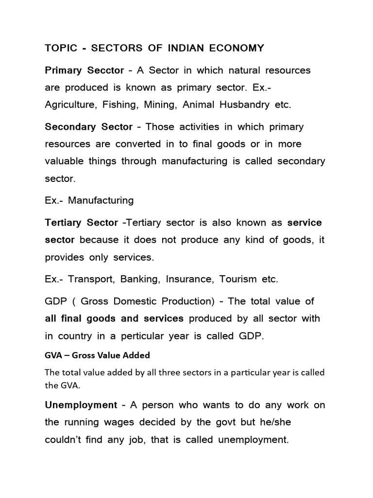 Sectors of Indian Economy Explained | PDF | Underemployment | Unemployment