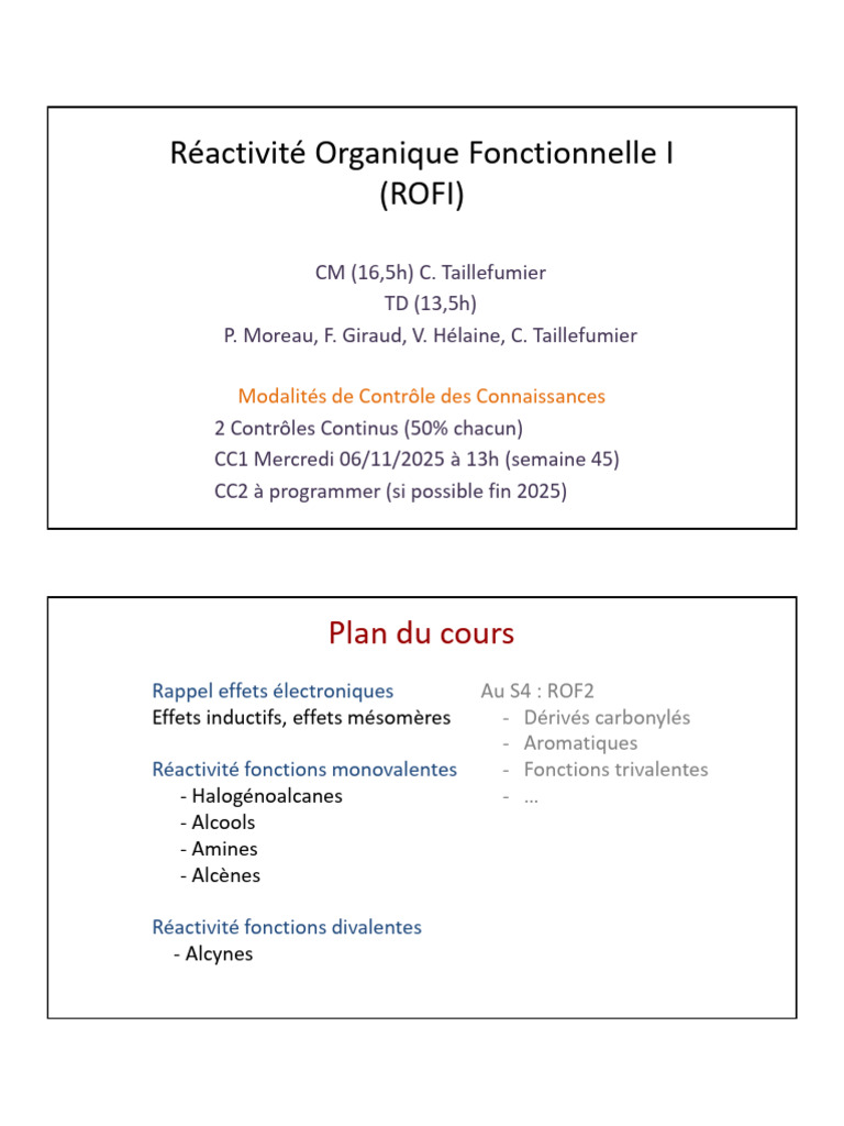 Réactivité Organique Fonctionnelle I | PDF | Chimie | Chimie physique