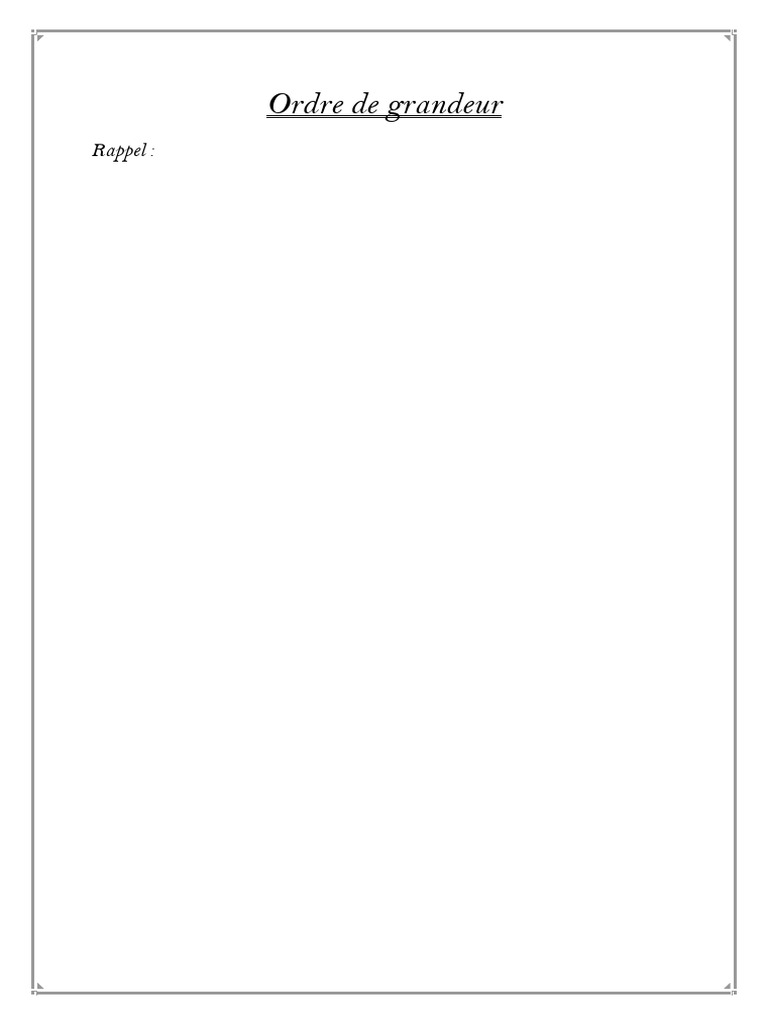 Exemples d'Ordres de Grandeur | PDF