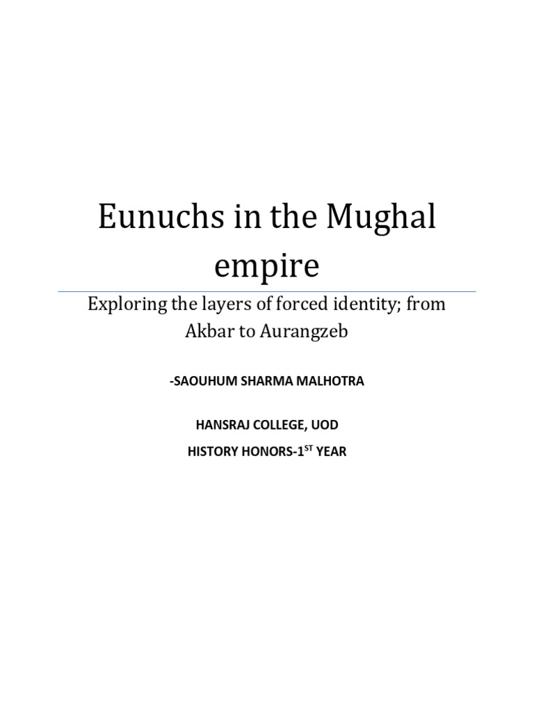 Eunuchs' Role in Mughal Identity | PDF | Harem | Mughal Empire