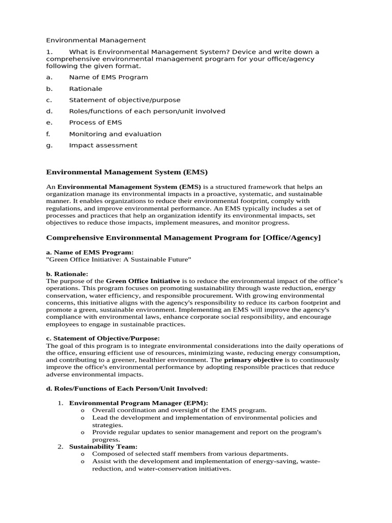 Comprehensive Environmental Management Program | PDF | Waste Management ...