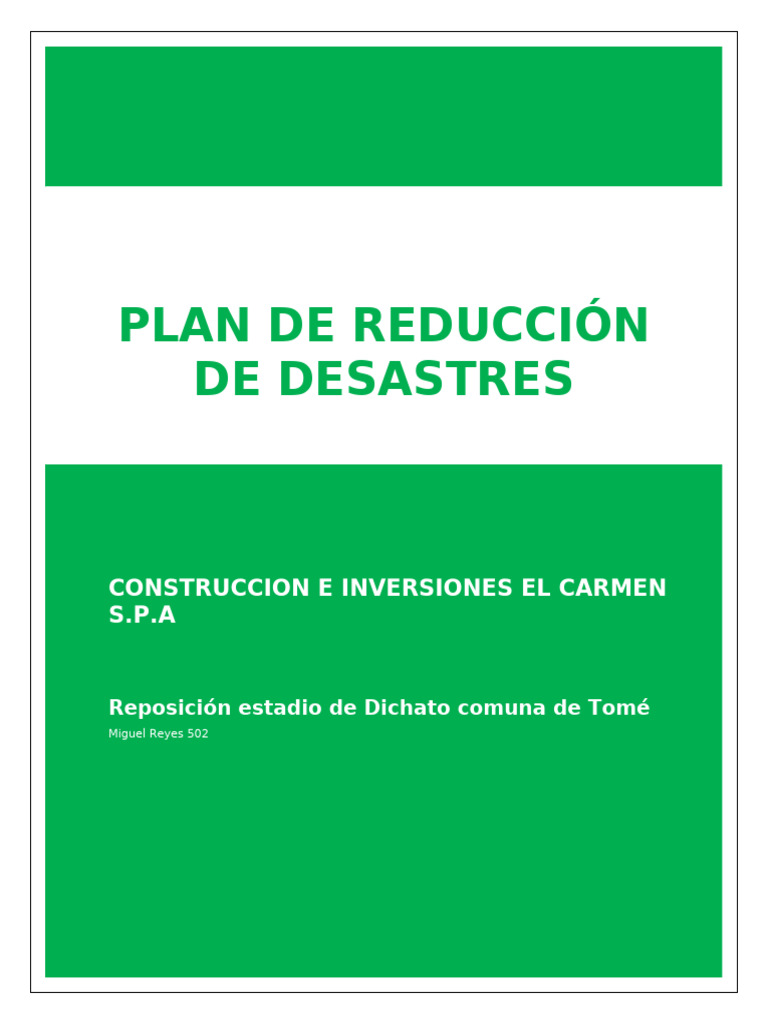 Plan de Reducción Del Riesgo de Desastres Ingesep 2025 | PDF ...