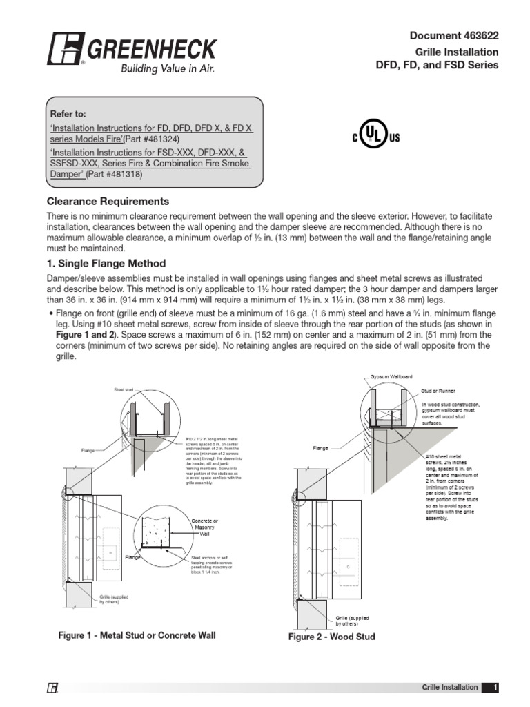 Fire Damper Retaining Angle Guide | PDF | Wall | Screw