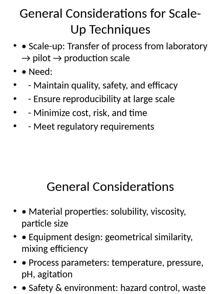 General Considerations ScaleUp | PDF
