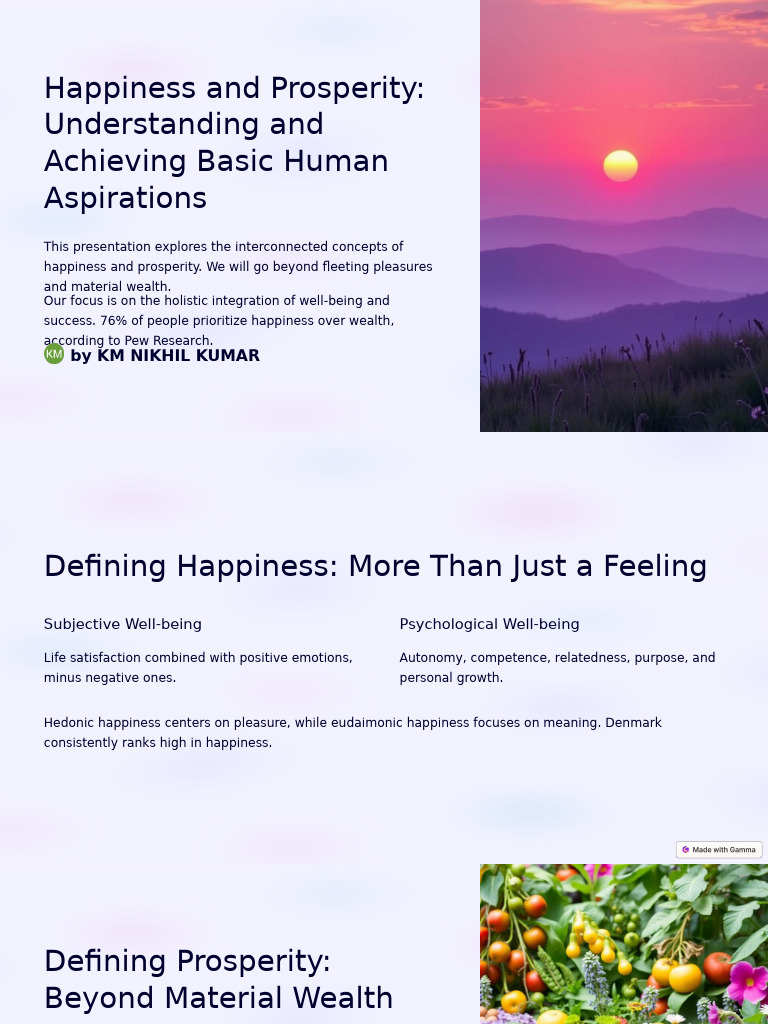 Happiness and Prosperity Understanding and Achieving Basic Human ...