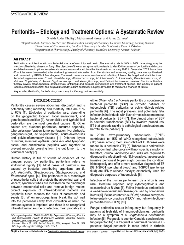Peritonitis Review LNJPC January 2024 | PDF | Antimicrobial Resistance ...