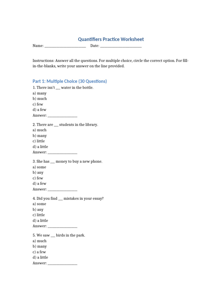 Quantifiers Practice Worksheet | PDF | Chess Openings | Chess