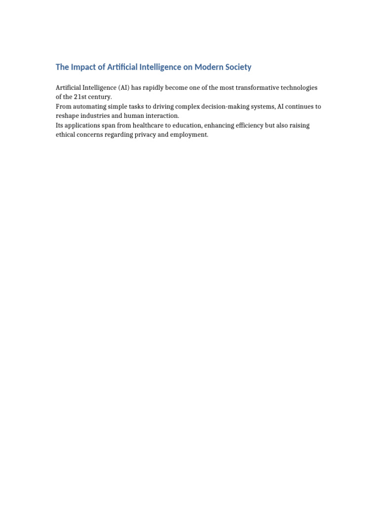 AI's Transformative Role in Society | PDF