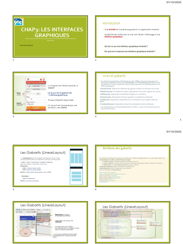 Interfaces graphiques Android : Gabarits et Vues | PDF | Mise en page ...