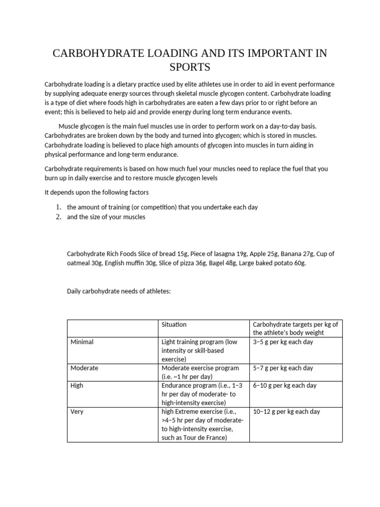 Carbohydrate Loading for Athletic Performance | PDF | Glycogen | Dieting