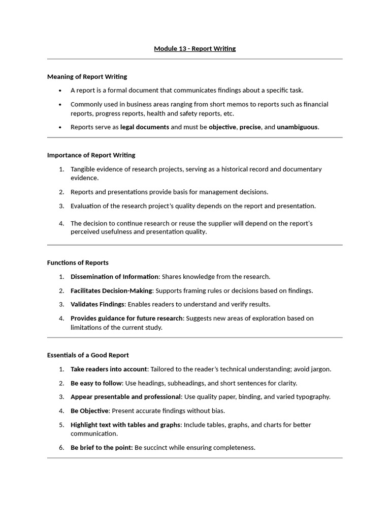 RM MODULE 13 - Report Writing | PDF | Methodology | Abstract (Summary)