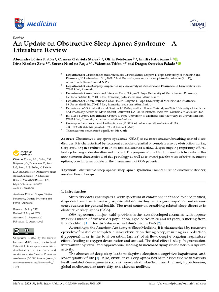 An Update On Obstructive Sleep Apnea Syndrome-A Literature Review | PDF ...