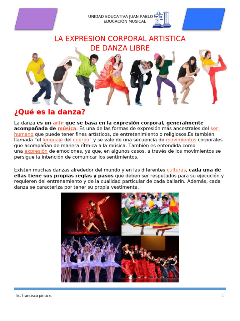 Historia y Elementos de la Danza | PDF | Bailes | Las artes escénicas