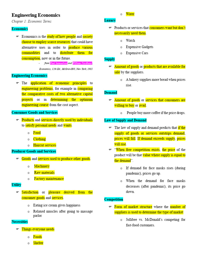 Engineering Economics: Key Concepts Explained | PDF | Interest ...