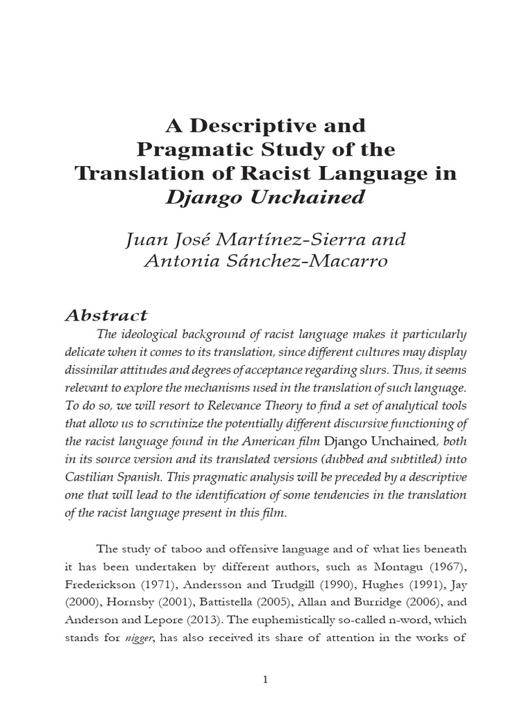 A Descriptive and Pragmatic Study of The Translation of Racist Language ...