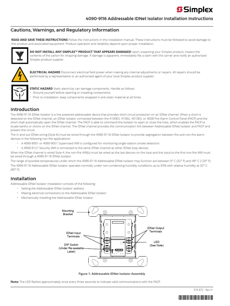 4090-9116 IDNet Isolator | PDF | Electrical Wiring | Manufactured Goods