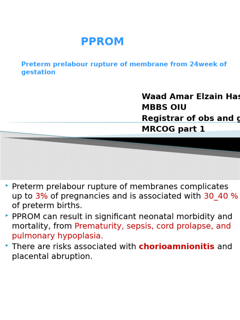 Understanding PPROM in Pregnancy | PDF | Medical Specialties | Maternal ...