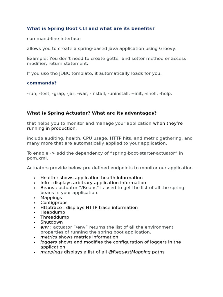 Spring Boot CLI and Actuator Overview | PDF | Spring Framework | Class ...