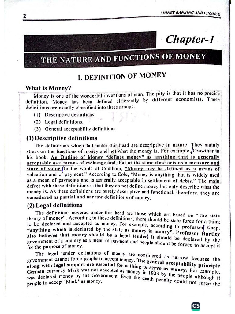 Money & Banking Chapter 1 | PDF