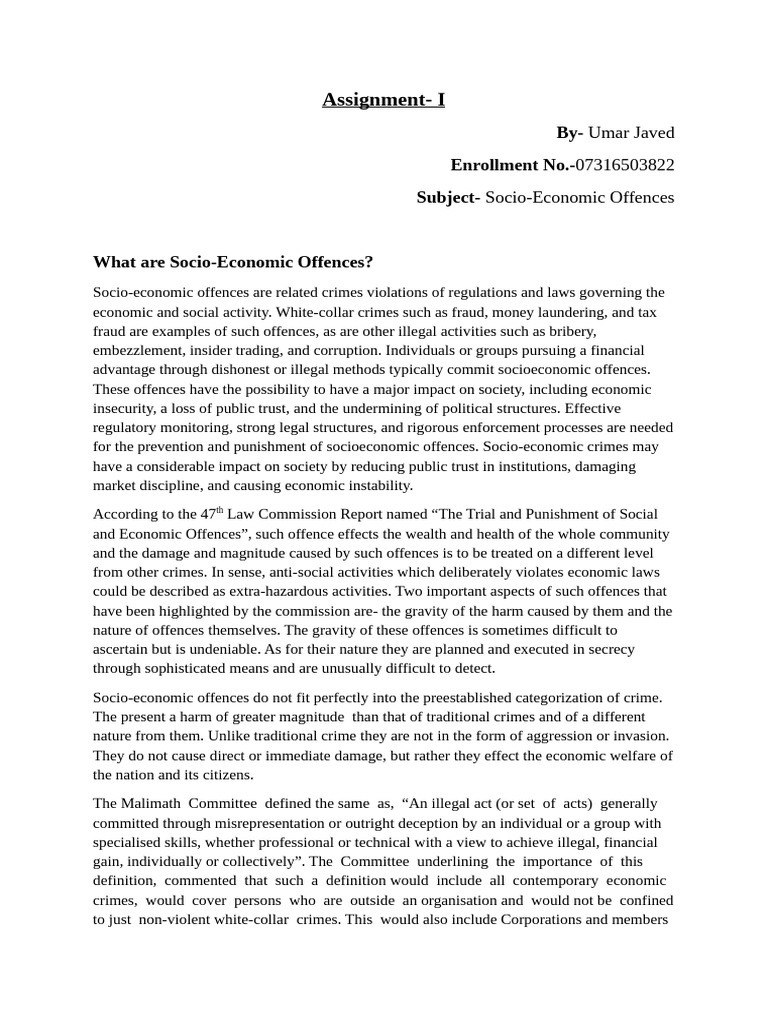 Understanding Socio-Economic Offences | PDF | Crimes | Crime & Violence
