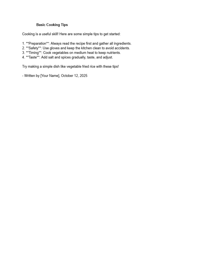 Basic Cooking Tips | PDF