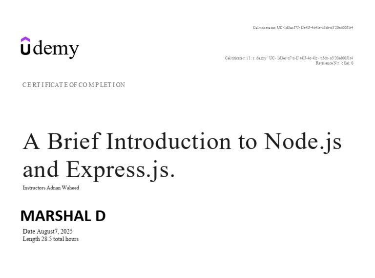 Node.js and Express.js Completion Certificate | PDF