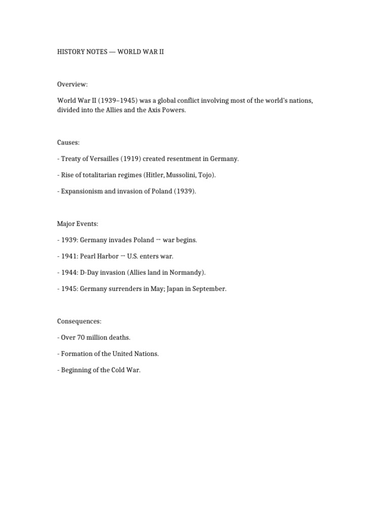 History Notes World War II | PDF