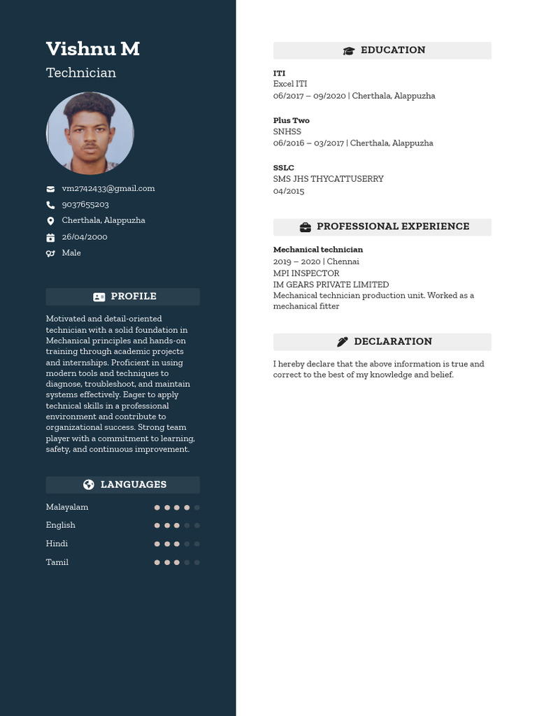 Vishnu M FlowCV Resume 20251010 | PDF