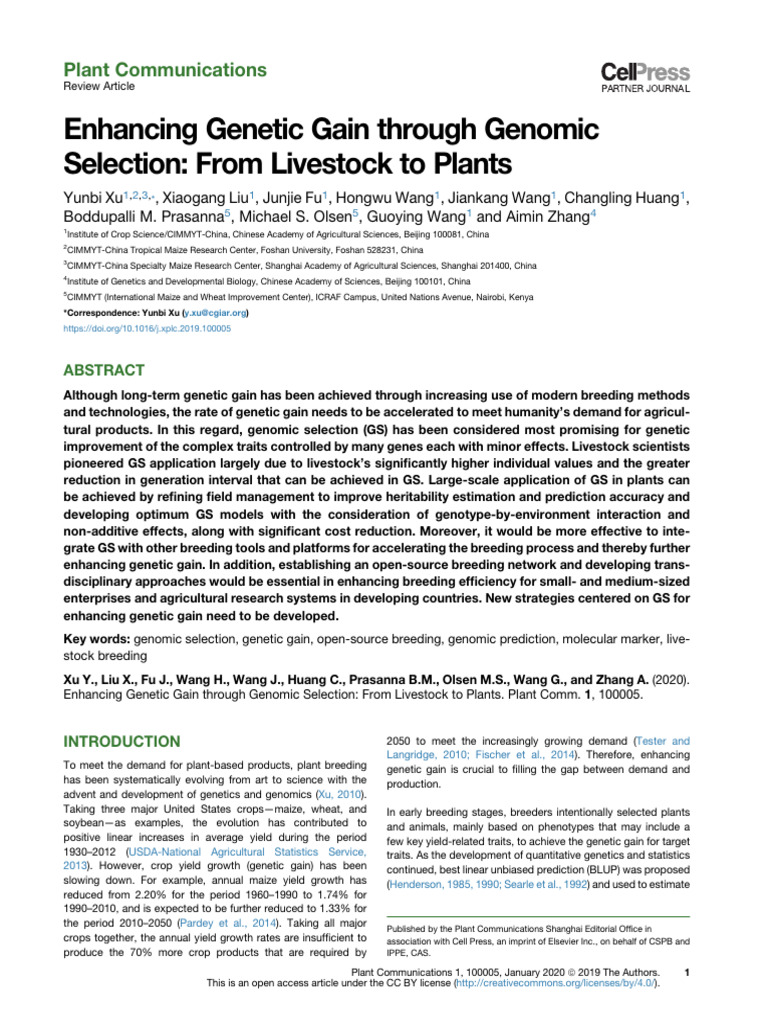 Genomic Selection for Enhanced Genetic Gain | PDF | Plant Breeding ...