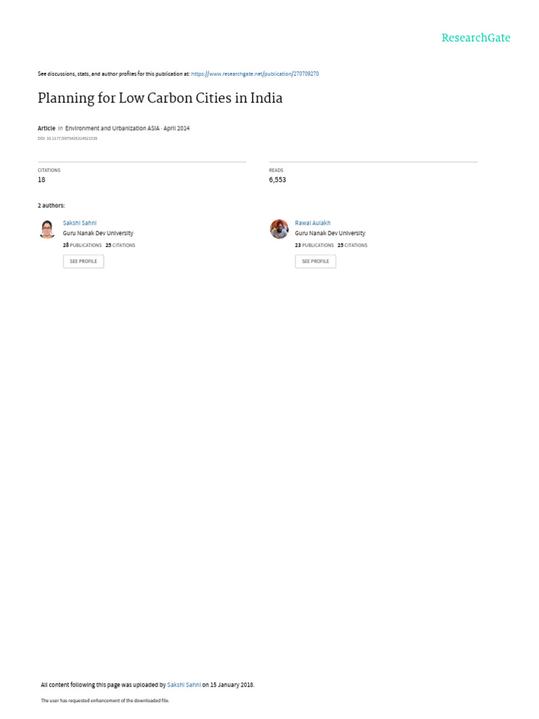 Low Carbon City Planning in India | PDF | Climate Change | Energy ...