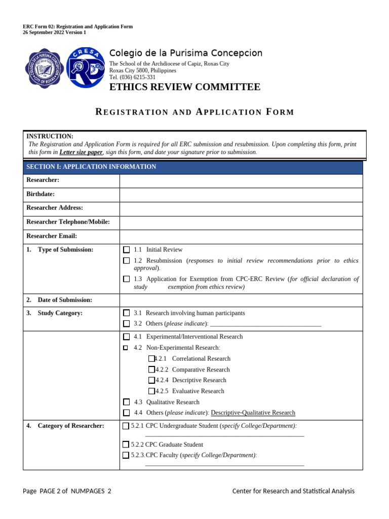 ERC Resubmission Application Guidelines | PDF | Thesis
