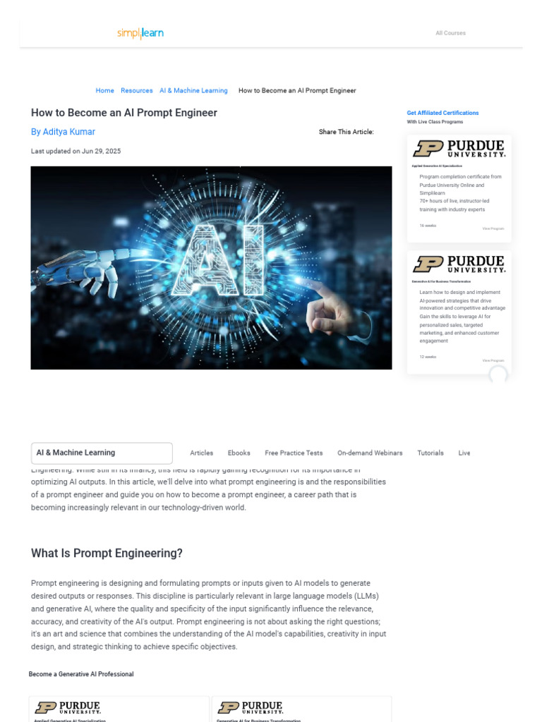 How to Become an AI Prompt Engineer | PDF | Intelligence (AI ...