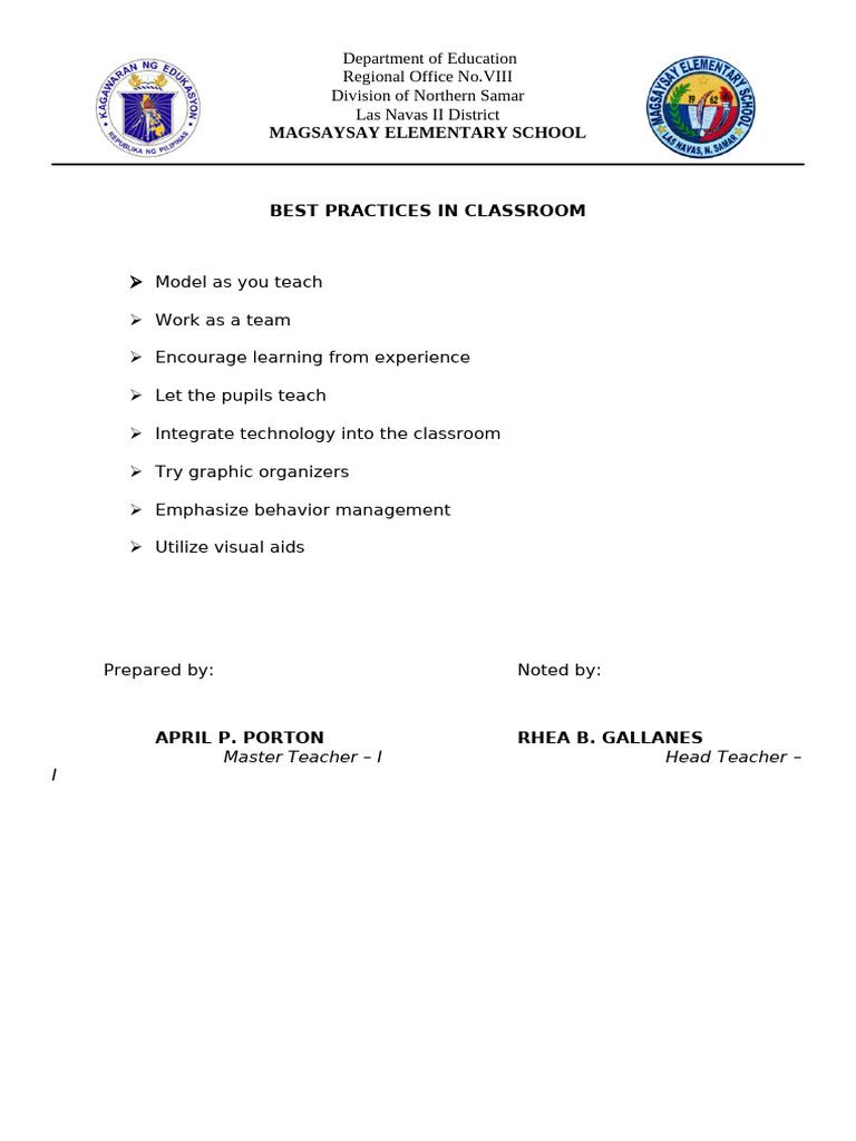 Best Practices for Classroom Success | PDF