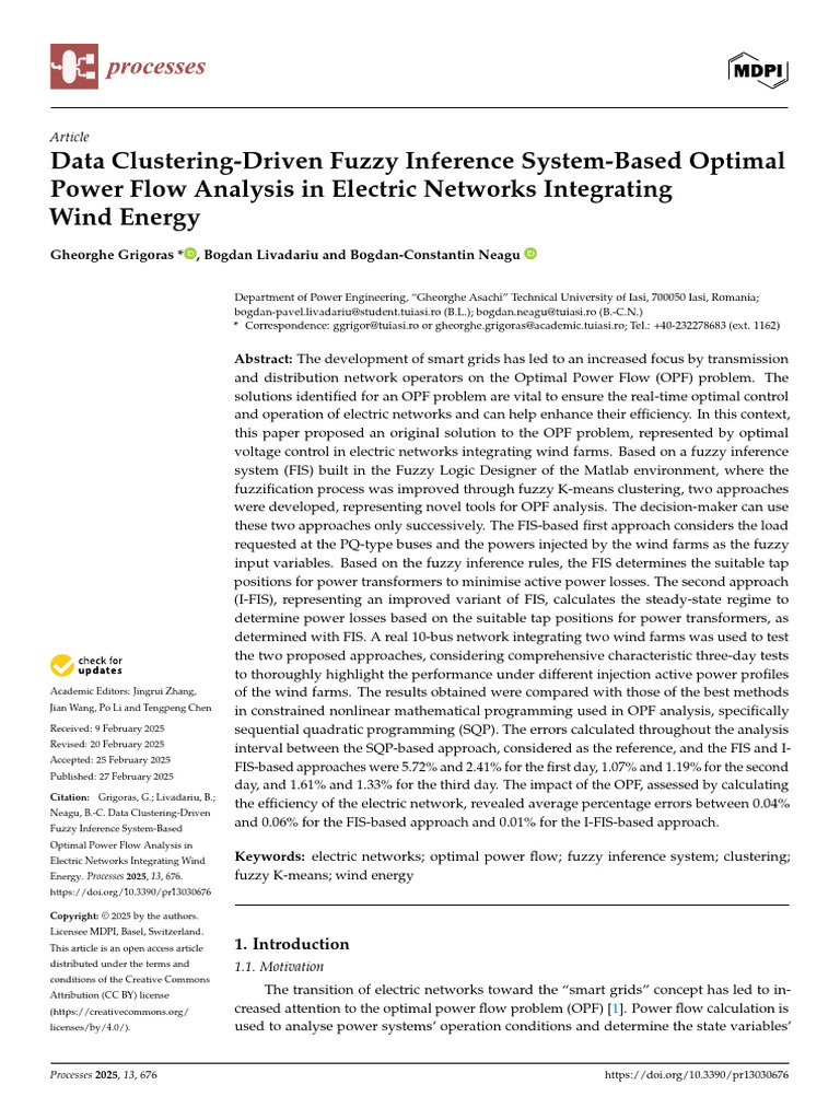 Data Clustering Driven Fuzzy Inference System Based Optimal Power Flow ...