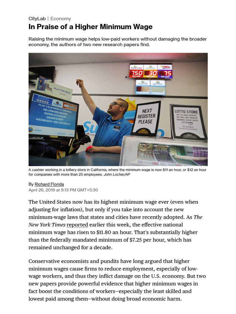 Benefits of Raising Minimum Wage | PDF | Cost Of Living | Minimum Wage
