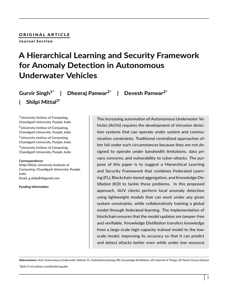Anomaly Detection Framework for AUVs | PDF | Internet Of Things | Deep ...