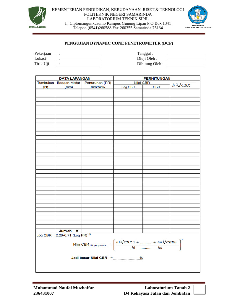 Pengujian DCP dan Sand Cone di Laboratorium | PDF