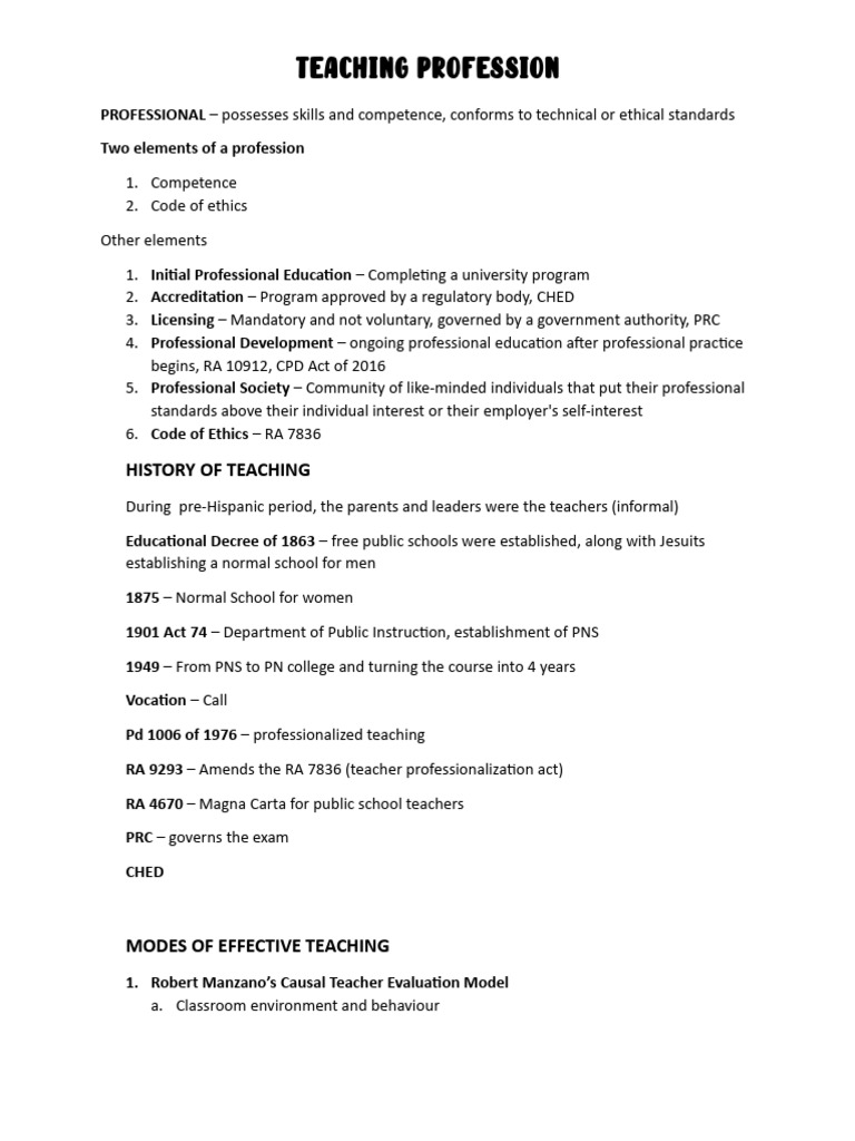 Overview of the Teaching Profession | PDF | Teachers | Profession