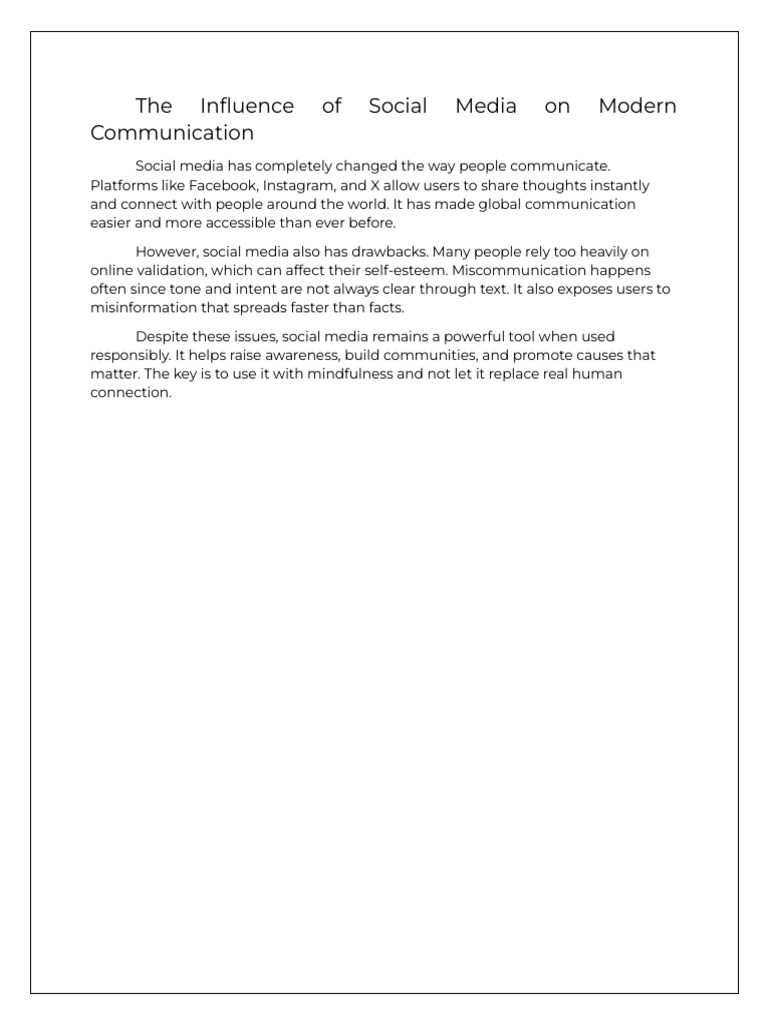 Impact of Social Media on Communication | PDF