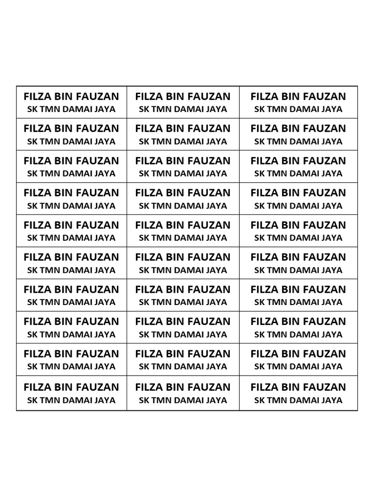 Stcker Nama Filza | PDF