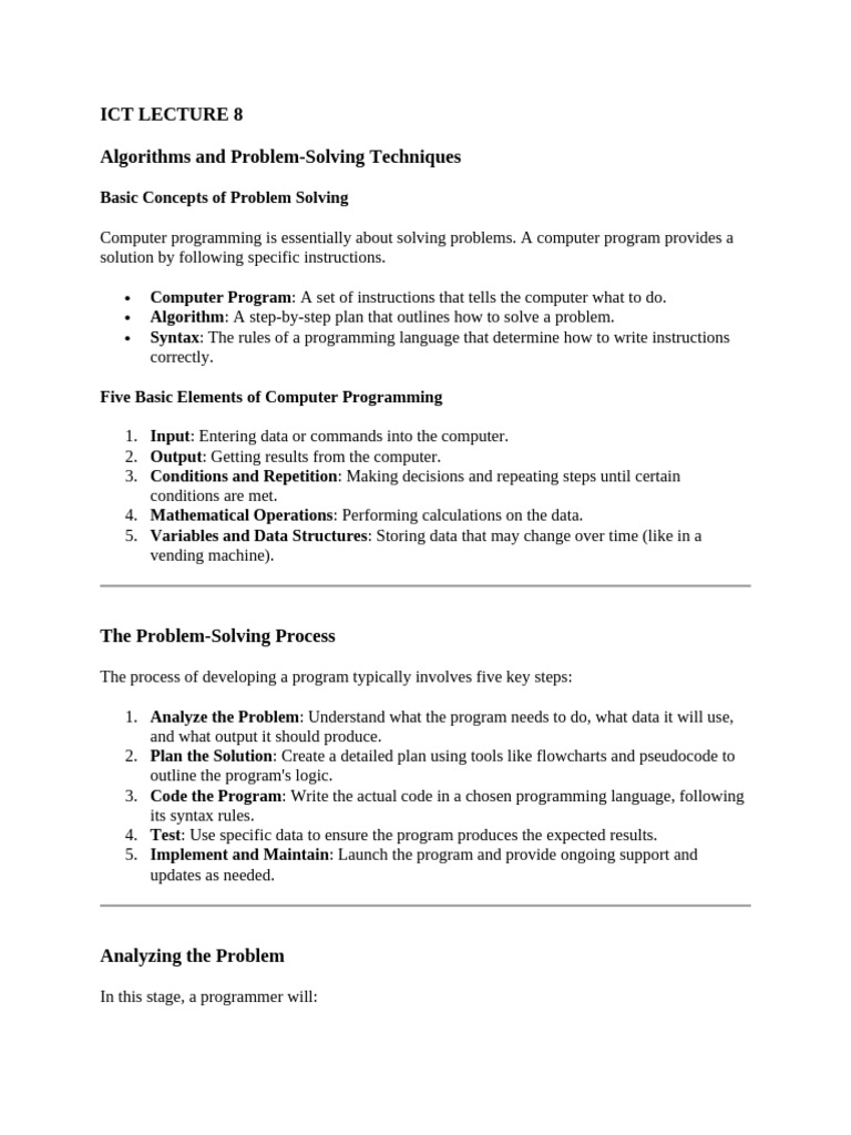 Problem-Solving in Computer Programming | PDF | Computer Program ...