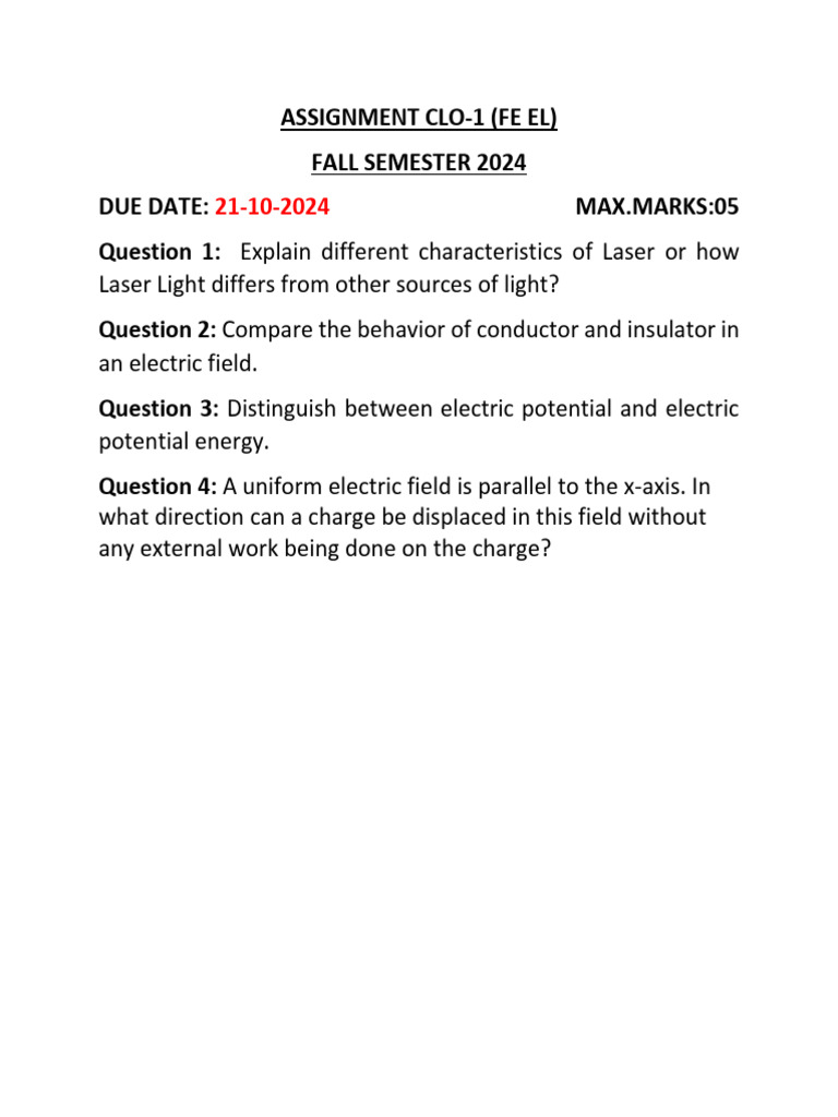 Fall 2024 Physics Assignment Guide | PDF
