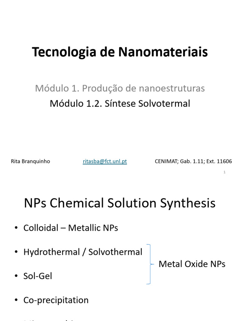 Solvothermal Synthesis of Nanostructures | PDF | Chemical Synthesis ...