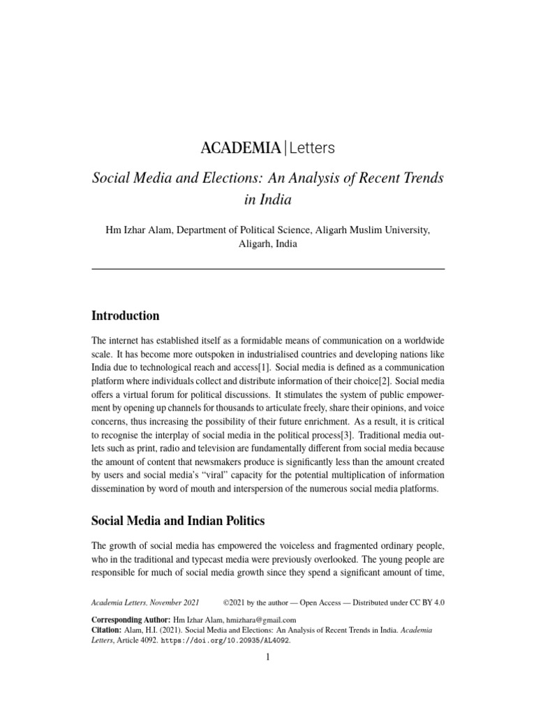 Social Media and Elections An Analysis o | PDF | Social Media | Popular ...