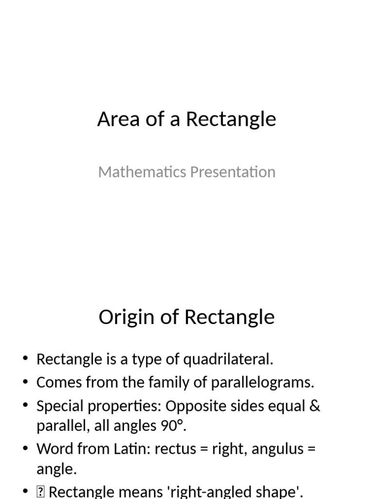 Area of Rectangle Presentation | PDF