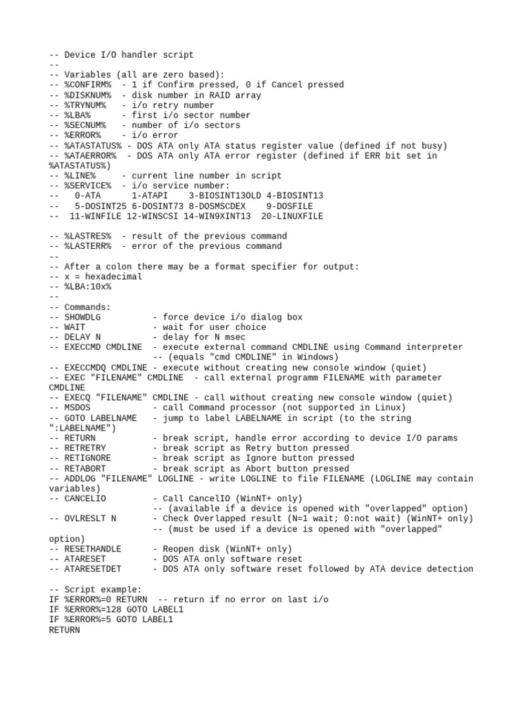Device I/O Handler Script Overview | PDF | Command Line Interface ...