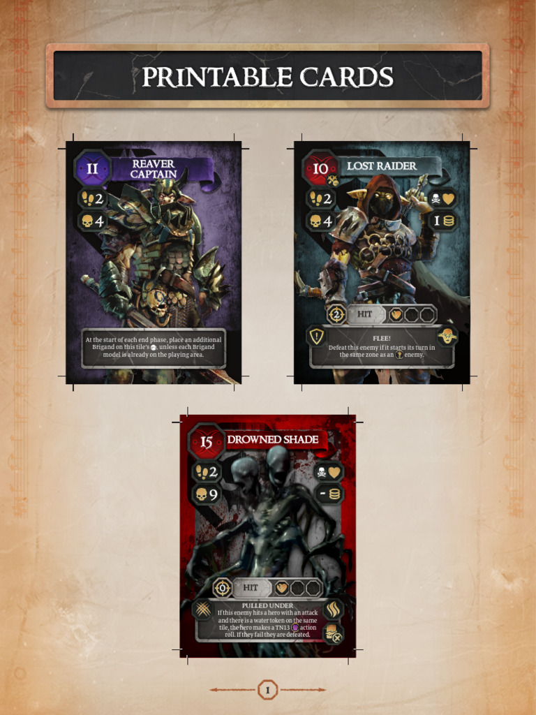 Printable Cards for Fantasy RPG Encounters | PDF