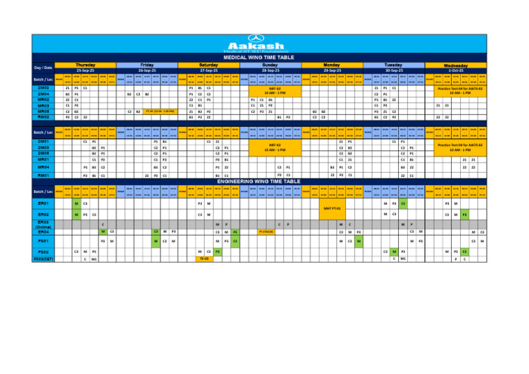 Amravati Branch Time Table 25th Sep - 01st Oct | PDF