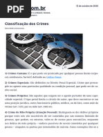 Classificações dos Crimes no Direito Penal | PDF | Crimes | Crime e ...