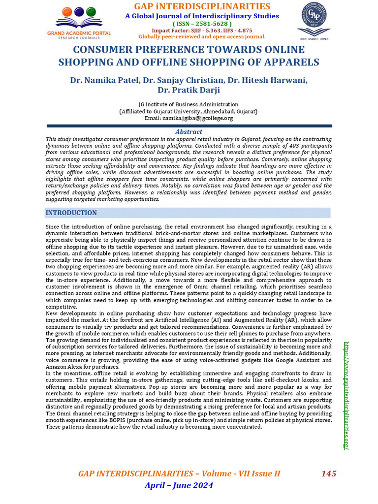 Consumer Preferences: Online vs Offline Apparel | PDF | Online Shopping ...